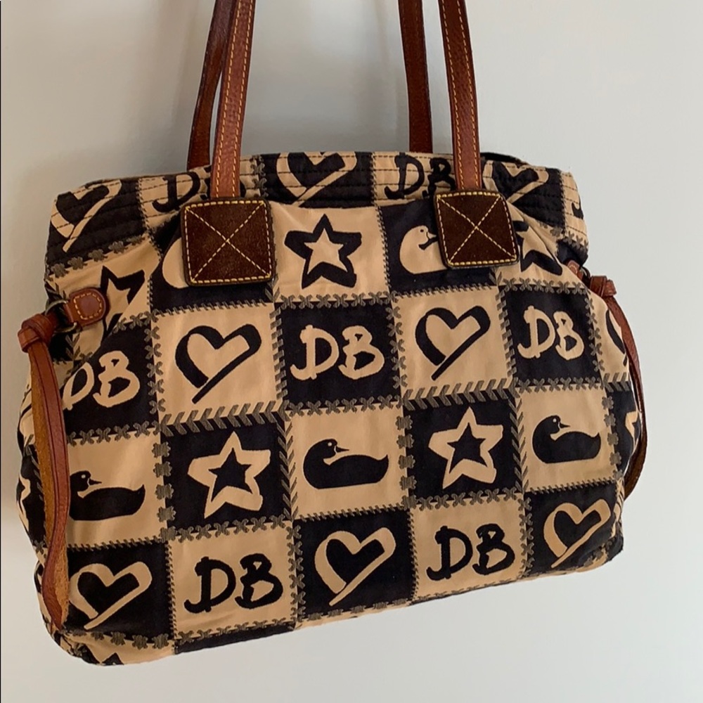 Dooney & Bourke Purse ~ tan and black with pink